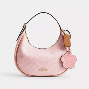 Coach Powder Pink Emily Shoulder Bag In Signature Canvas With Charms NWT
